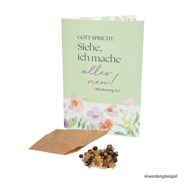 Jahreslosung 2026 - Blumensamentütchen in Klappkarte