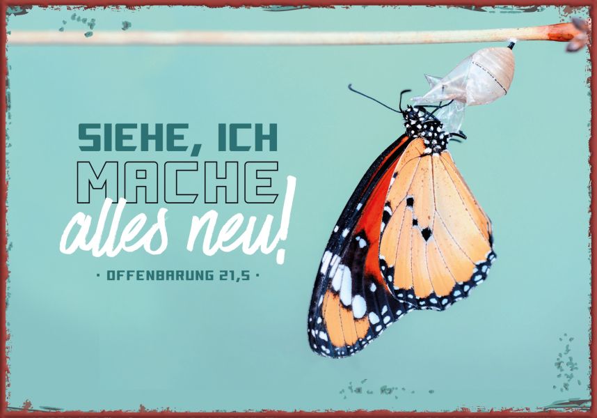 Jahreslosung 2026 - Metallschild klein Schmetterling