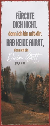 Jahreslosung 2027 - Metallschild lang Wald im Nebel