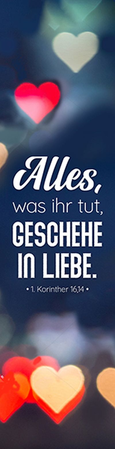 Jahreslosung 2024 - Lesezeichen Herzen/blau