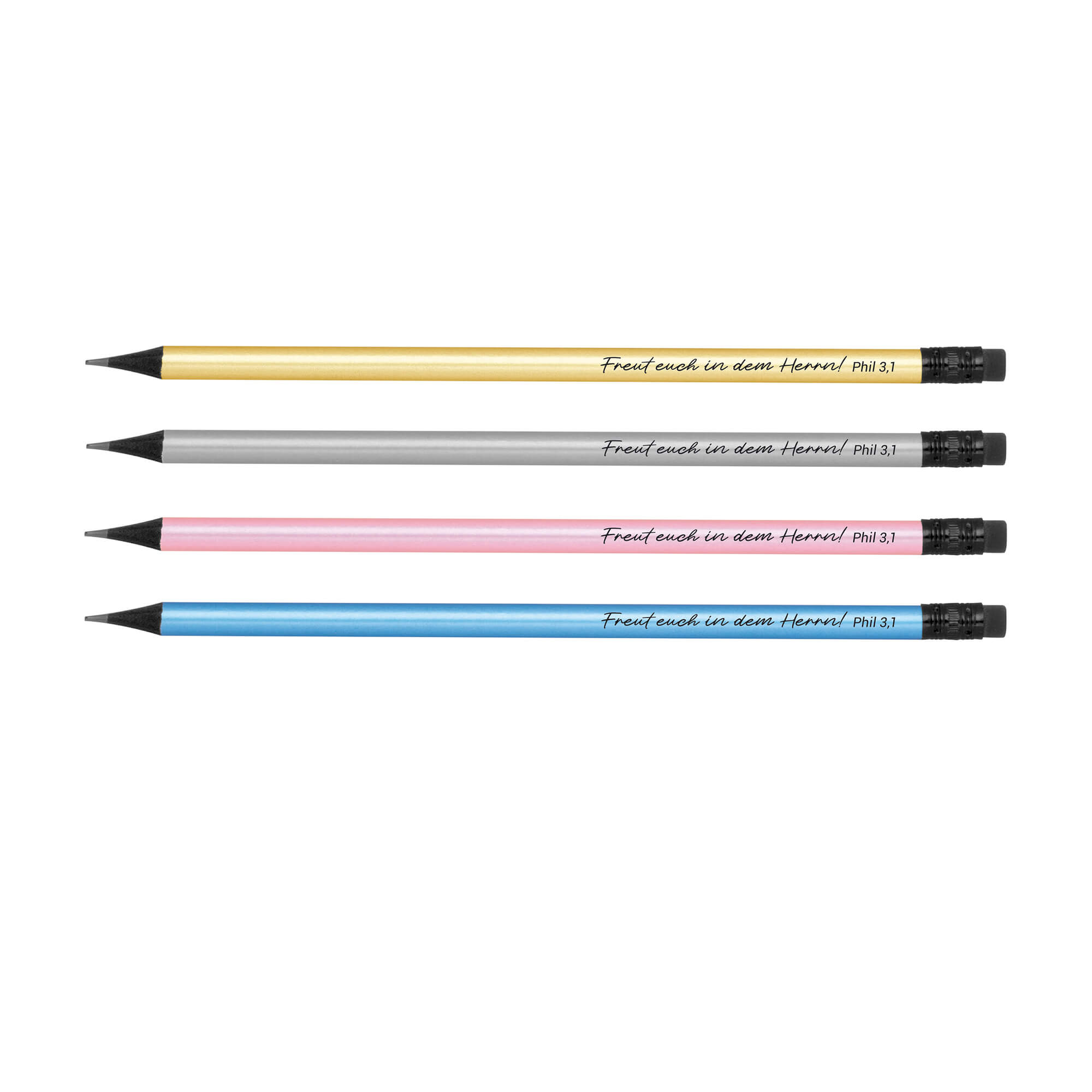 Bleistift mit Radiergummi in Metallic-Farbe gold