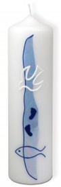 Kerze Taufe groß - hellblau