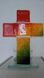 Glaskreuz Standkreuz Bunt 11x9